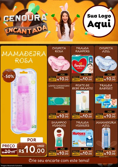 Modelo de Encarte para Encarte A4 Vertical com o tema Cenoura Encantada - Páscoa para Bebês