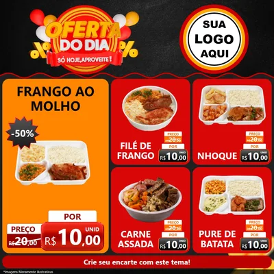 Modelo de Rede Social para Feed Facebook com o tema Oferta do Dia - Só hoje, Aproveite! para Restaurante