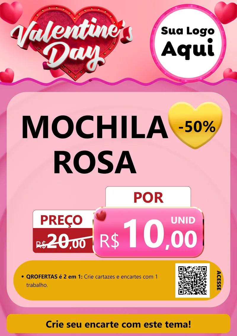 Modelo de Cartaz para Cartaz A4 Vertical com o tema Valentine's Day para Papelaria
