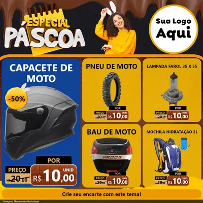 Modelo de Rede Social para Feed Facebook com o tema Especial Páscoa para Moto peças