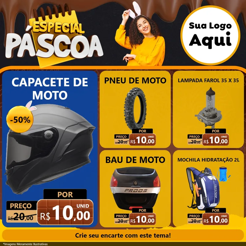 Modelo de Rede Social para Feed Facebook com o tema Especial Páscoa para Moto peças
