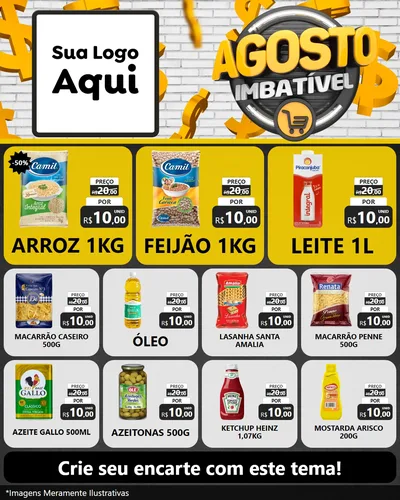Modelo de Rede Social para Feed Instagram com o tema Agosto imbatível para Supermercado