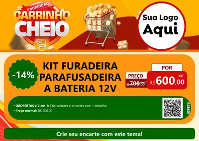 Modelo de Cartaz para Cartaz A4 Horizontal com o tema Promoção carrinho cheio para Maquinas e Ferramentas