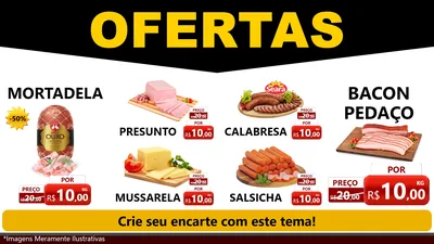 Modelo de TV para TV Horizontal com o tema Ofertas Preto e Vermelho Cartaz para Frios e Laticínios