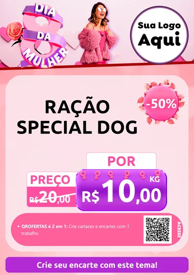 Modelo de Cartaz para Cartaz A4 Vertical com o tema Dia da Mulher para Pet Shop