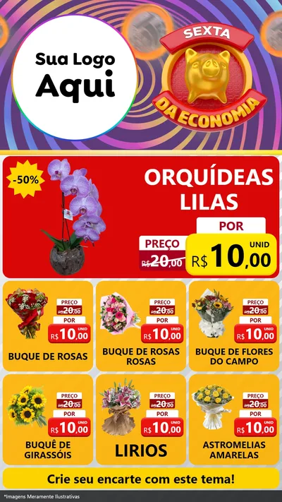 Modelo de Rede Social para Stories com o tema Sexta da Economia para Floricultura e jardim