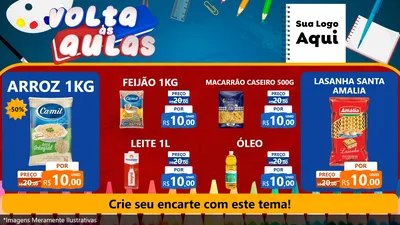 Modelo de TV para TV Horizontal com o tema Volta Às Aulas para Supermercado