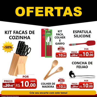Modelo de Rede Social para Feed Facebook com o tema Ofertas Preto e Vermelho Cartaz para Utilidades Domésticas