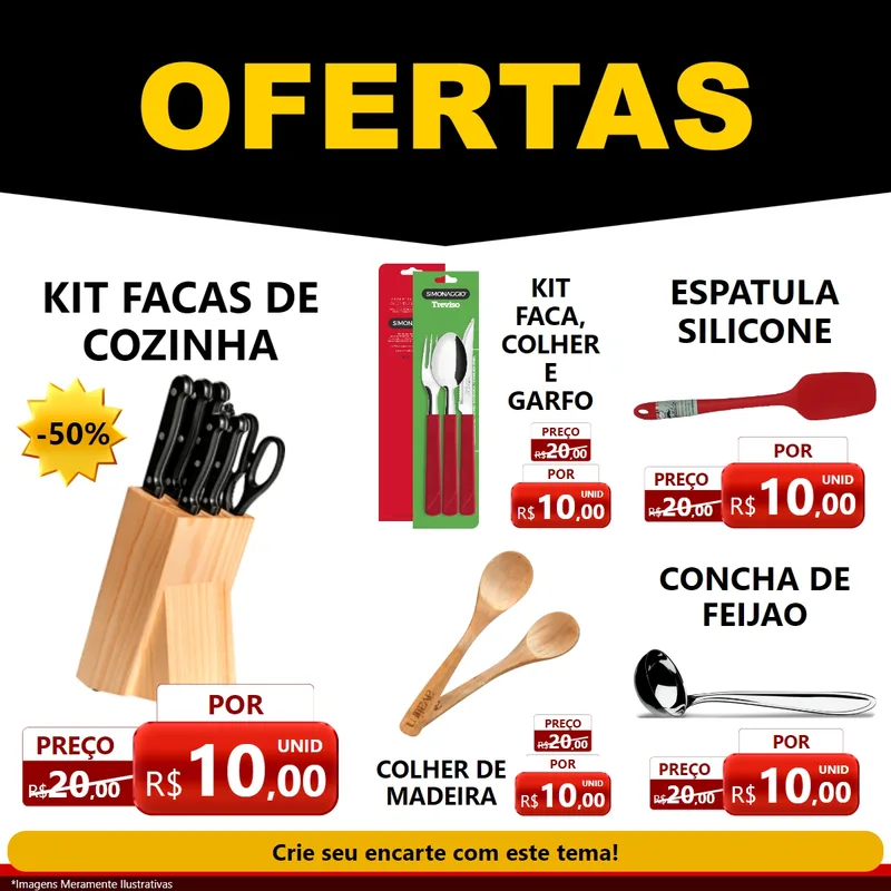 Modelo de Rede Social para Feed Facebook com o tema Ofertas Preto e Vermelho Cartaz para Utilidades Domésticas