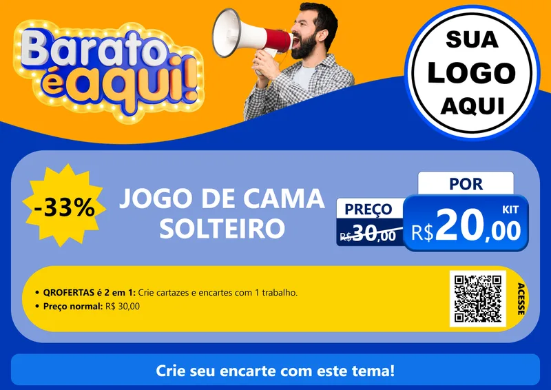 Modelo de Cartaz para Cartaz A4 Horizontal com o tema Barato é aqui para Cama, Mesa e Banho
