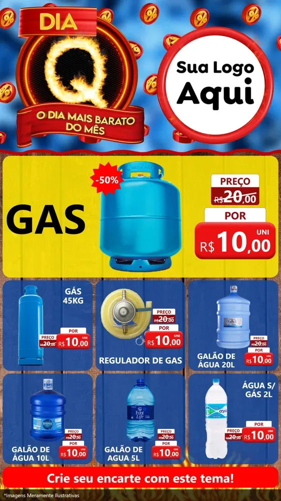 Modelo de Rede Social para Stories com o tema Dia Q - O Dia Mais Barato Do Mês para Água e gás