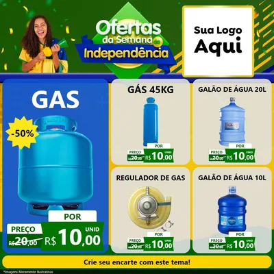 Modelo de Rede Social para Feed Facebook com o tema Ofertas da Semana da Independência para Água e gás