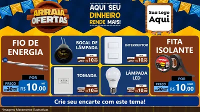Modelo de TV para TV Horizontal com o tema Arraiá de Ofertas - Junina para Materiais Elétricos