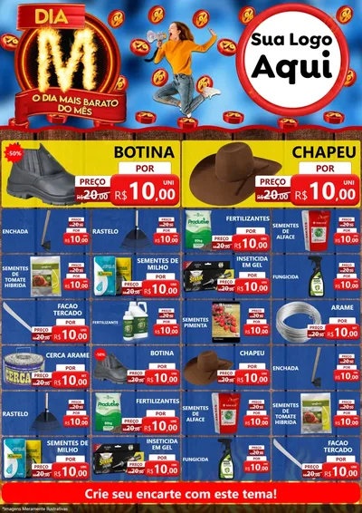 Modelo de Encarte para Encarte A4 Vertical com o tema Dia M - O Dia Mais Barato Do Mês para Agropecuária