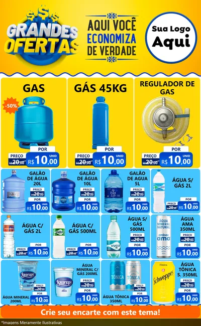Modelo de Encarte para Encarte Grande com o tema Grandes Ofertas para Água e gás