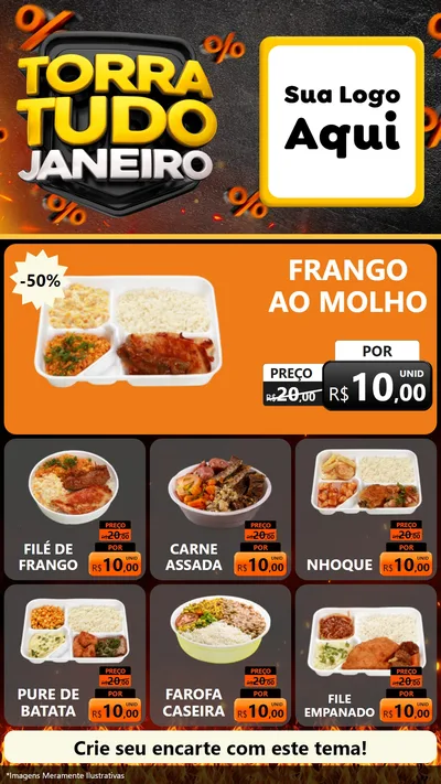 Modelo de Rede Social para Stories com o tema Torra Tudo Janeiro para Restaurante