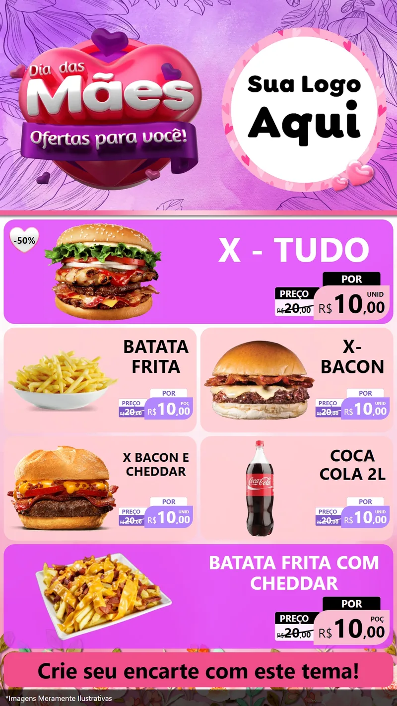 Modelo de TV para TV Vertical com o tema Dia das Mães Ofertas para Você! para Hamburgueria