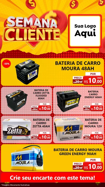 Modelo de TV para TV Vertical com o tema Semana do Cliente para Baterias Elétricas