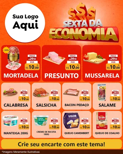 Modelo de Rede Social para Feed Instagram com o tema Sexta da Economia para Frios e Laticínios
