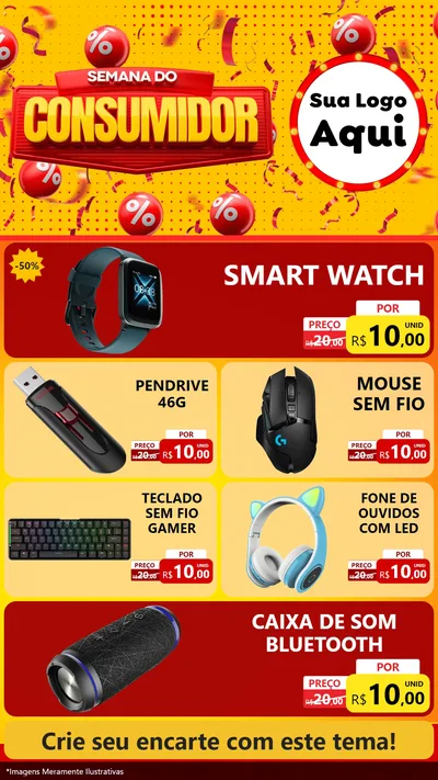 Modelo de TV para TV Vertical com o tema Semana do Consumidor para Informática