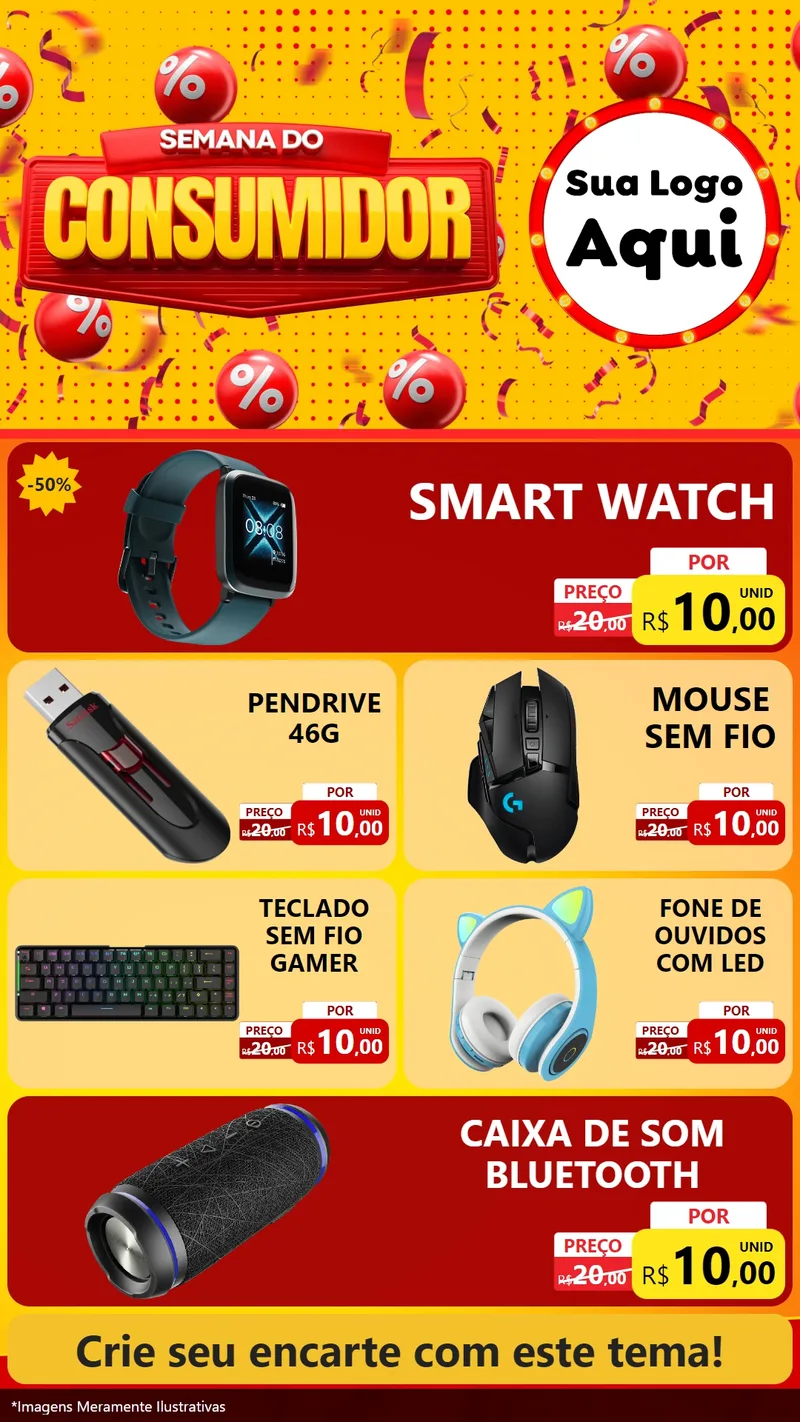 Modelo de TV para TV Vertical com o tema Semana do Consumidor para Informática
