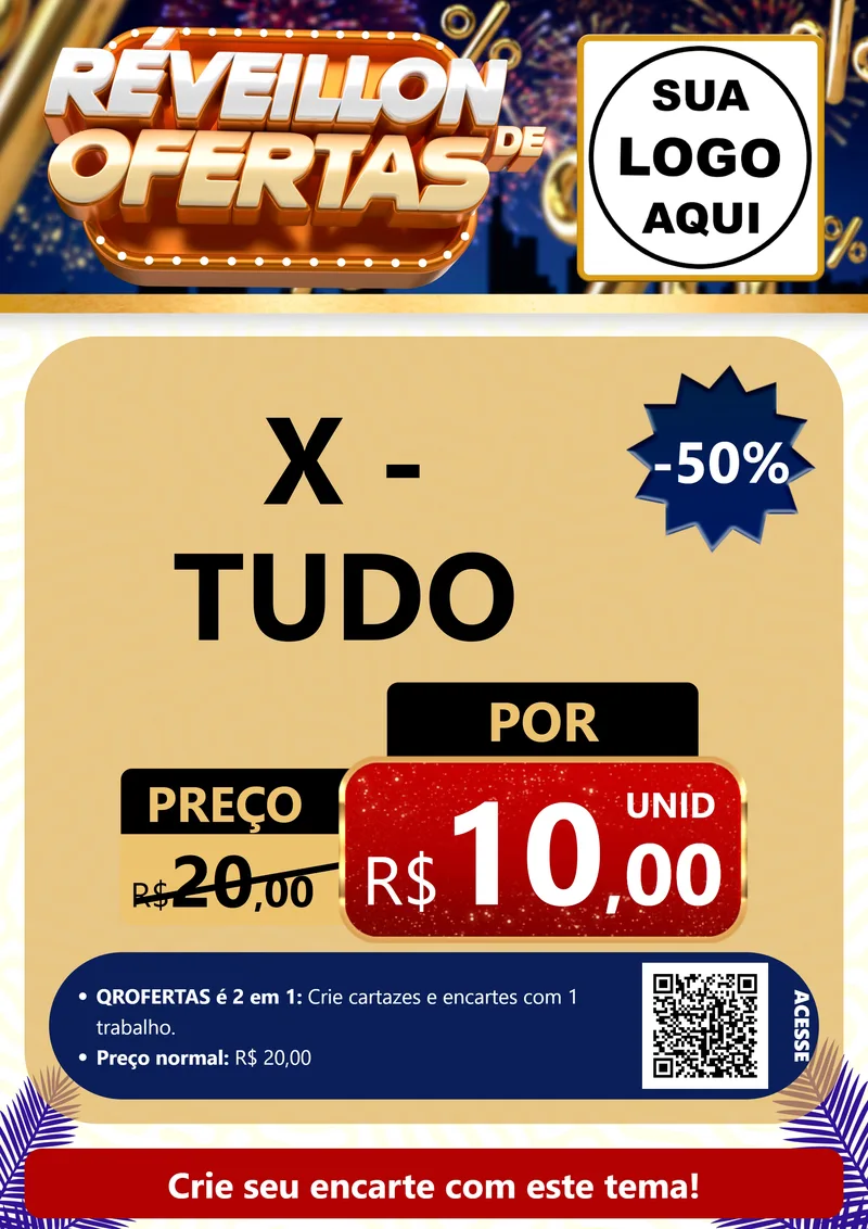 Modelo de Cartaz para Cartaz A4 Vertical com o tema Réveillon de Ofertas para Hamburgueria