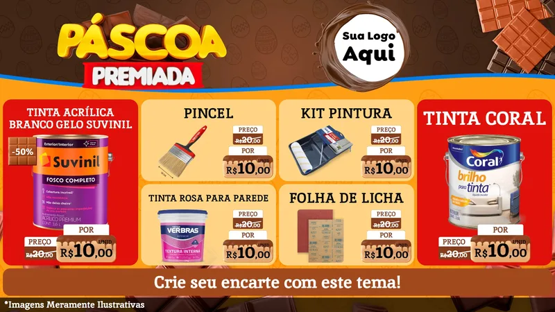 Modelo de TV para TV Horizontal com o tema Páscoa Premiada para Tintas e Ferramentas