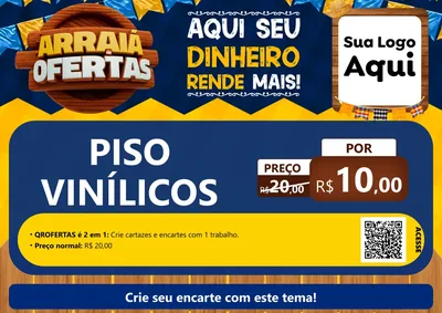 Modelo de Cartaz para Cartaz A4 Horizontal com o tema Arraiá de Ofertas - Junina para Material para Construção
