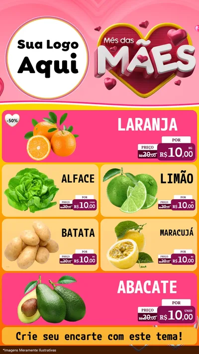 Modelo de TV para TV Vertical com o tema Mês das Mães para Hortifrúti