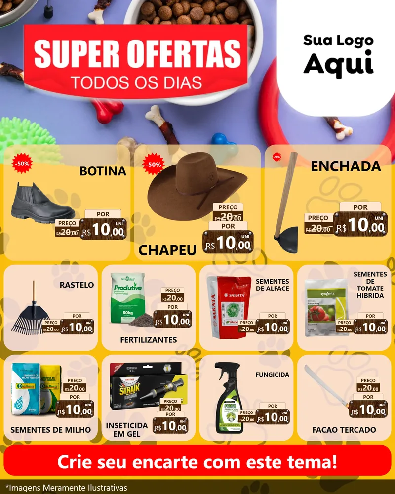 Modelo de Rede Social para Feed Instagram com o tema Super Ofertas Todos os Dias para Agropecuária