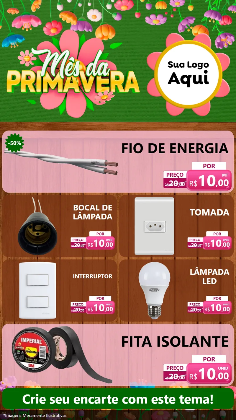 Modelo de TV para TV Vertical com o tema Mês da Primavera para Materiais Elétricos