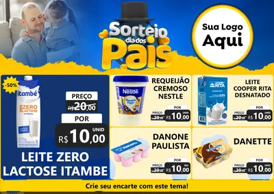 Modelo de Encarte para Encarte A4 Horizontal com o tema Sorteio Dia Dos Pais para Frios e Laticínios