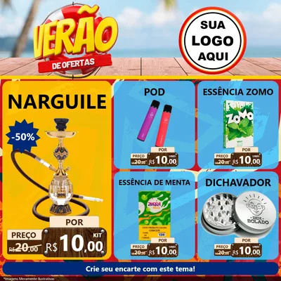 Modelo de Rede Social para Feed Facebook com o tema Verão de Ofertas para Tabacaria