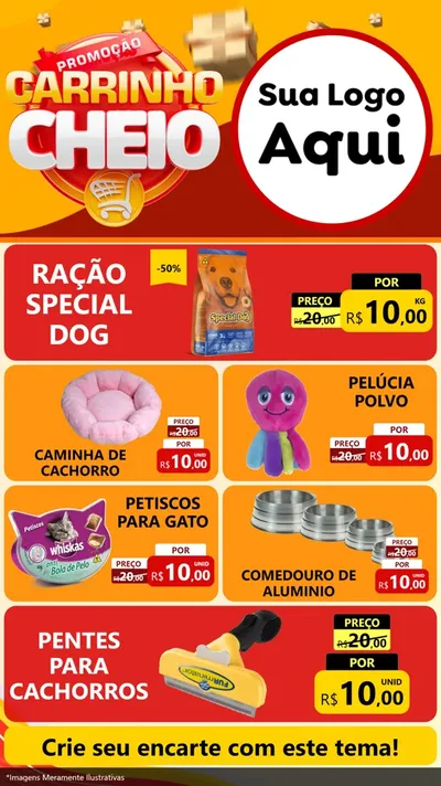 Modelo de TV para TV Vertical com o tema Promoção carrinho cheio para Pet Shop