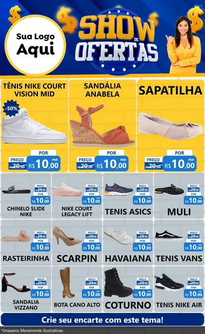 Modelo de Encarte para Encarte Grande com o tema Show de Ofertas para Calçados