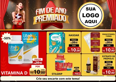 Modelo de Encarte para Encarte A4 Horizontal com o tema Fim de Ano Premiado para Farmácia