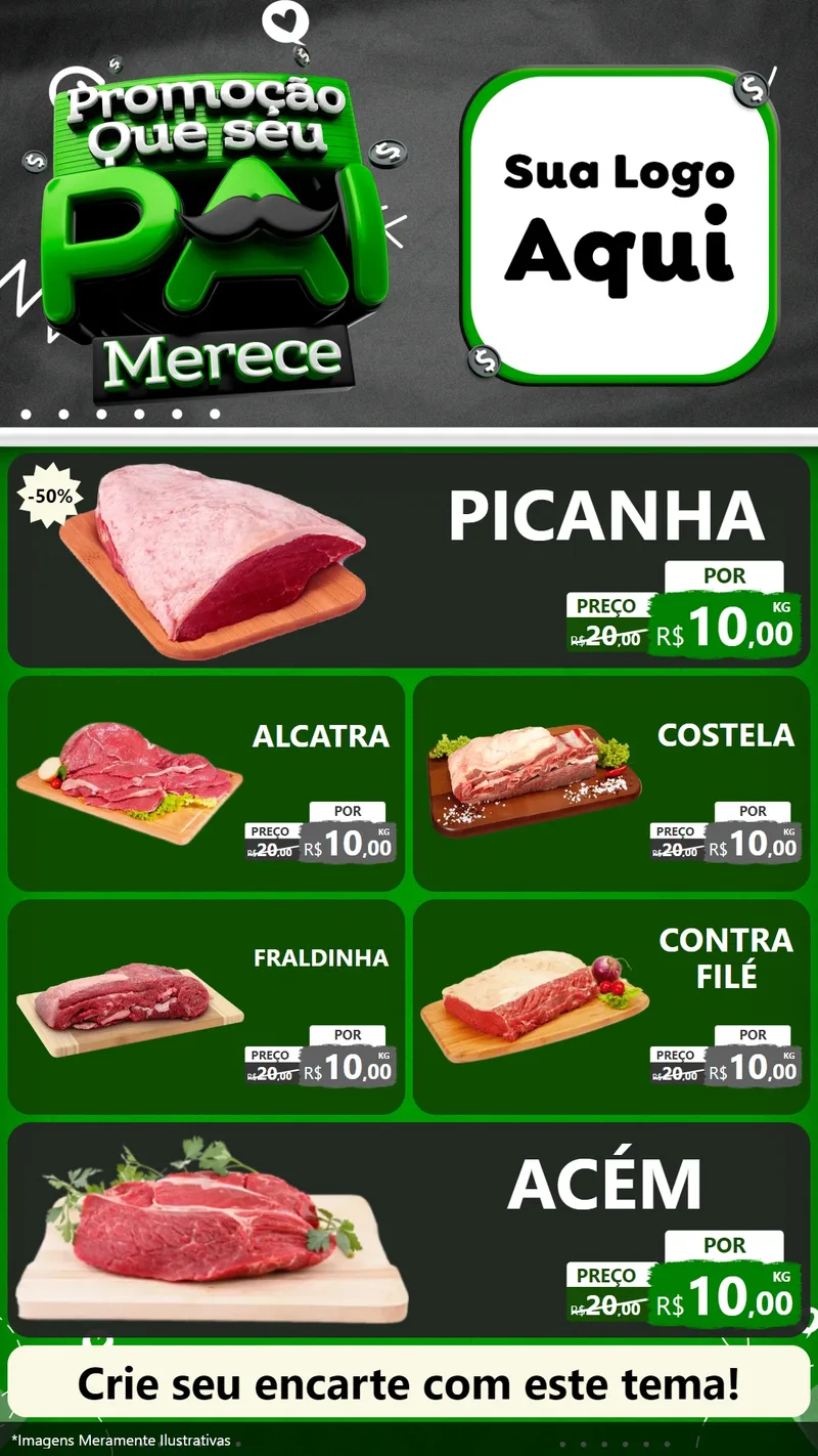 Modelo de TV para TV Vertical com o tema Promoção Que seu Pai Merece para Açougue