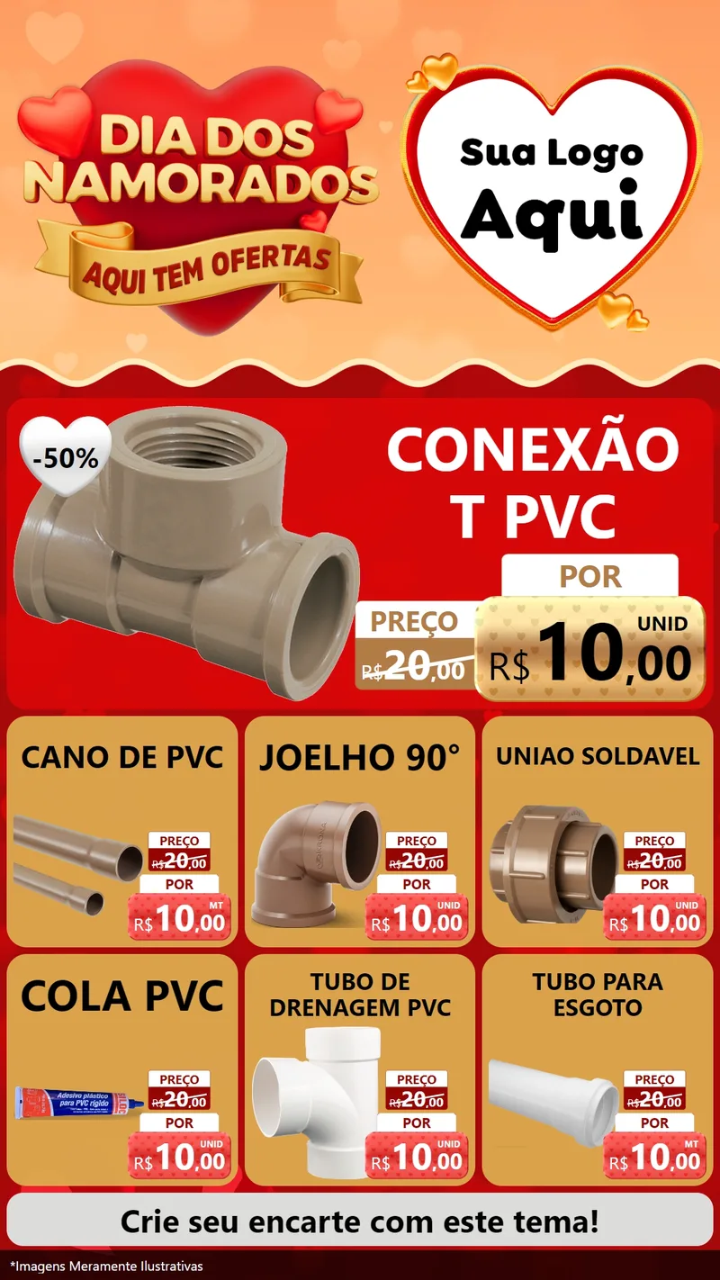 Modelo de Rede Social para Stories com o tema Dia dos Namorados - Aqui Tem Ofertas para Tubos e conexões