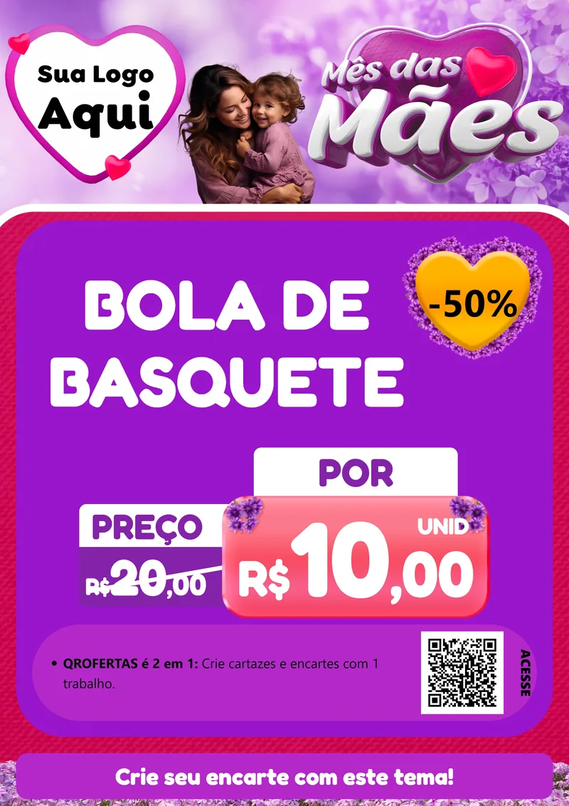 Modelo de Cartaz para Cartaz A4 Vertical com o tema Mês das Mães para Artigos Esportivos