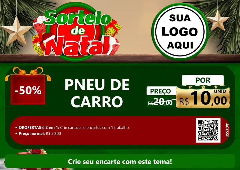 Modelo de Cartaz para Cartaz A4 Horizontal com o tema Sorteio de Natal para Auto peças