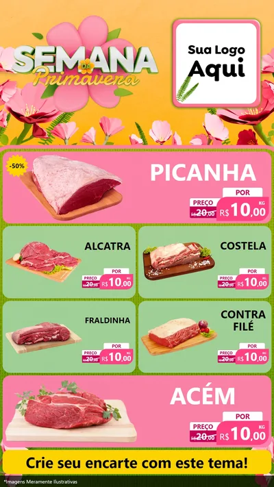 Modelo de TV para TV Vertical com o tema Semana da Primavera para Açougue