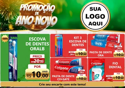 Modelo de Encarte para Encarte A4 Horizontal com o tema Promoção de Ano Novo para Higiene Pessoal