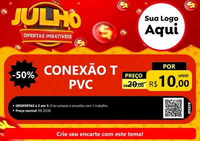 Modelo de Cartaz para Cartaz A4 Horizontal com o tema Julho Ofertas Imbatíveis para Tubos e conexões