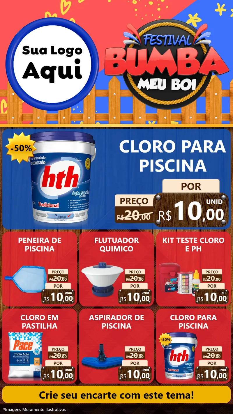 Modelo de Rede Social para Stories com o tema Festival Bumba Meu Boi para Produtos para Piscina