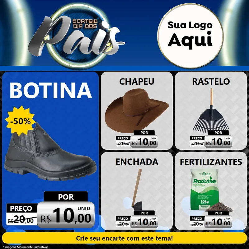 Modelo de Rede Social para Feed Facebook com o tema Sorteio Dia Dos Pais para Agropecuária