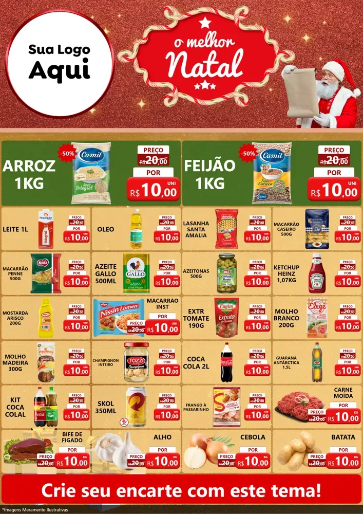 Modelo de Encarte para Encarte A4 Vertical com o tema O Melhor Natal para Supermercado