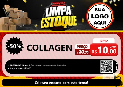 Modelo de Cartaz para Cartaz A4 Horizontal com o tema Operação Limpa Estoque para Suplementos alimentares
