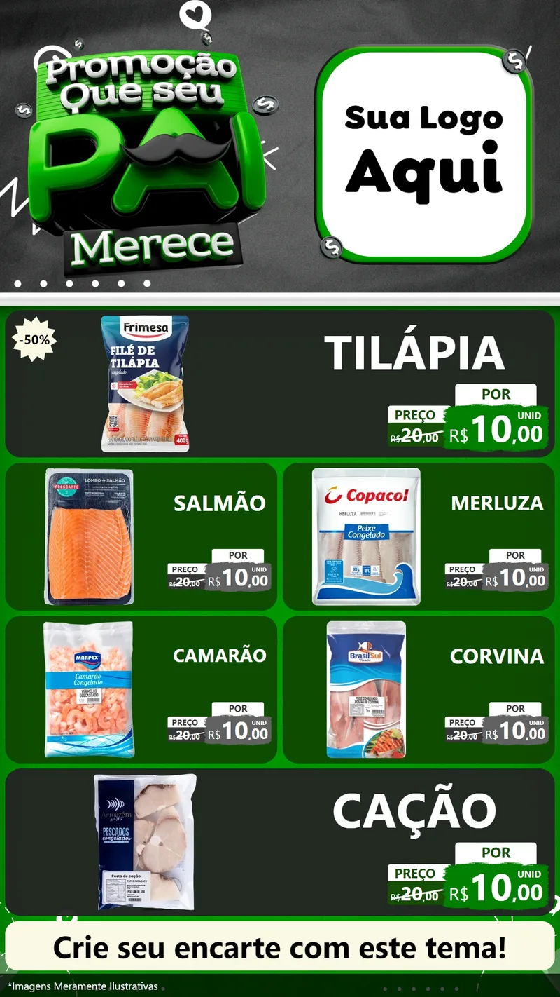 Modelo de TV para TV Vertical com o tema Promoção Que seu Pai Merece para Peixaria