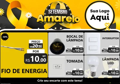 Modelo de Encarte para Encarte A4 Horizontal com o tema Setembro Amarelo para Materiais Elétricos