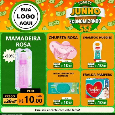Modelo de Rede Social para Feed Facebook com o tema Comece Junho Economizando para Bebês
